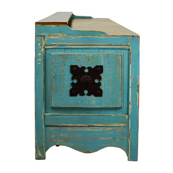 Santa Fe II Cantina Bar – Turquoise Distressed Wood with Rustic Charm