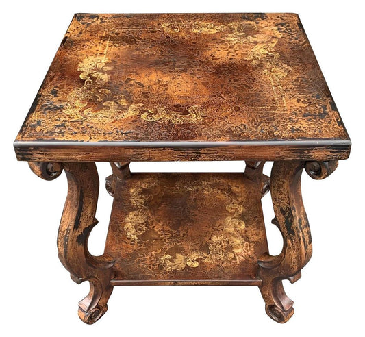 Saint-Remèze End Tables (2-Pack), Copper Finish, Hand-Applied Distressed Patina With Ornate Scroll Legs