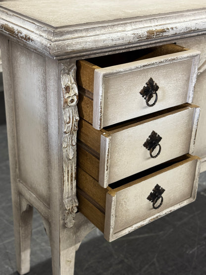 Valmer Ivory Distressed Dining Buffet Table Handcrafted 77 x 17 x 46 Elegant