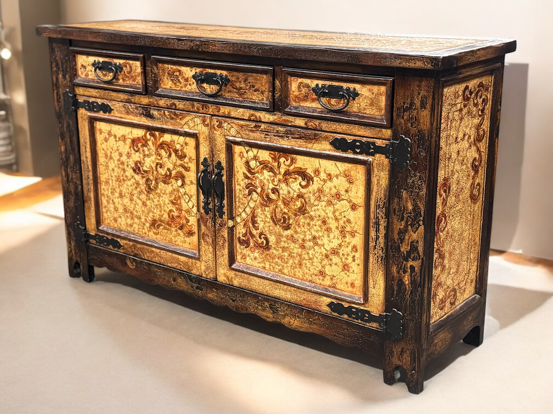 Saché Balzac Antique Walnut Dining Room Buffet Table - 19 x 65 x 39