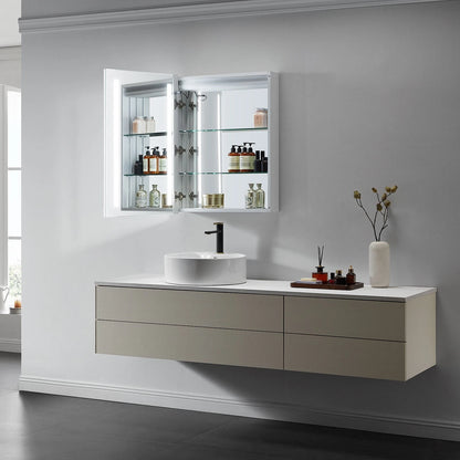 ZENORA LED LIGHTED BATHROOM CABINET VANITY SQUARE MIRROR - LEFT OPEN