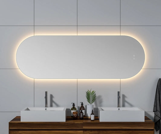 LUXOR PILL LED VANITY OVAL MIRROR - ADJUSTABLE TEMP. & BRIGHTNESS - 23 x 70