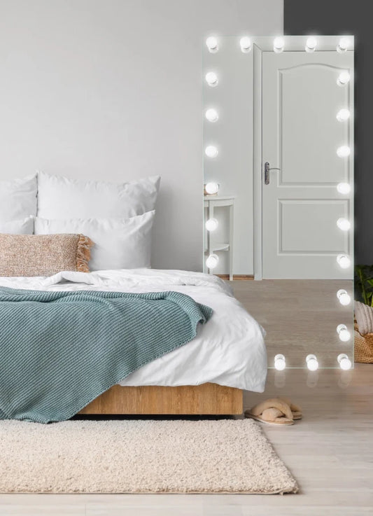 MIRA LED LIGHTED HOLLYWOOD VANITY RECTANGLE MIRROR - CAN BE WALL MOUNTED - 85x40
