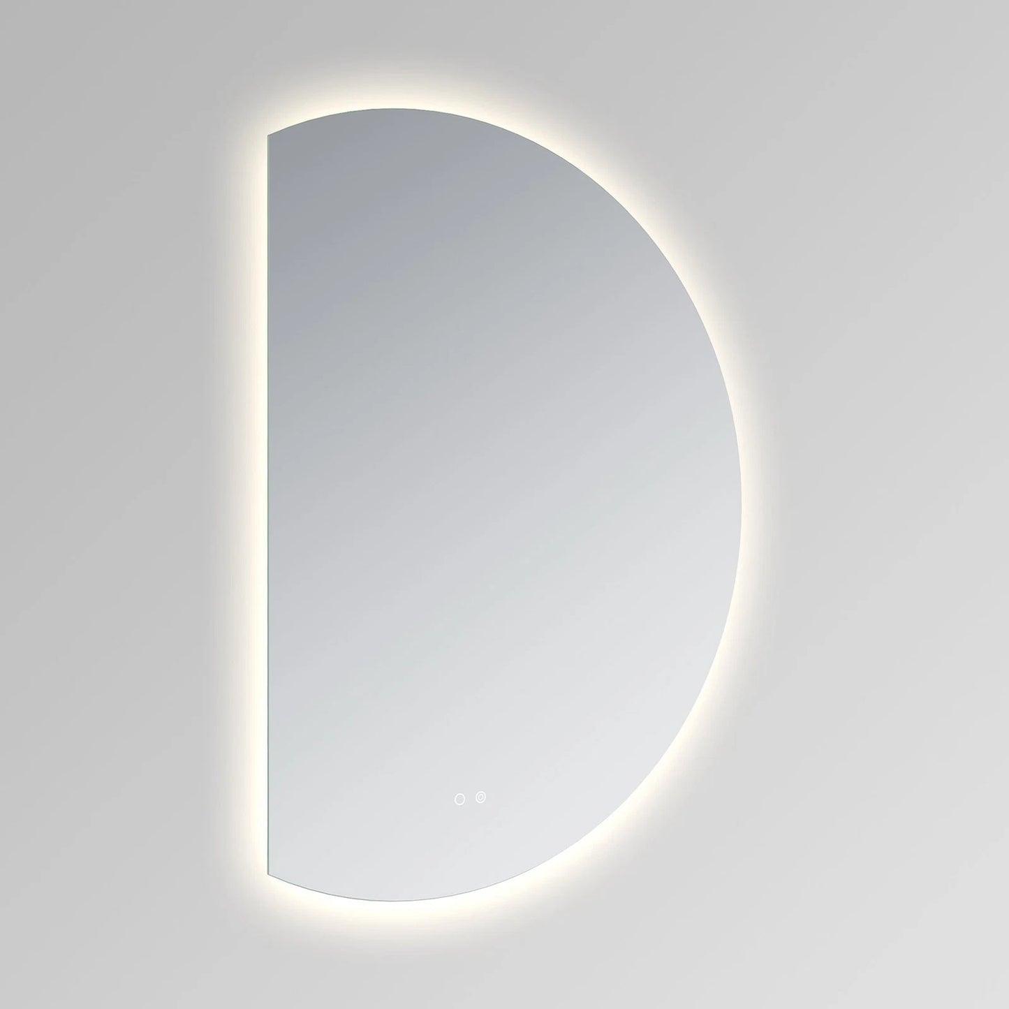 LUXOR HALF LED VANITY ROUND MIRROR - ADJUSTABLE TEMP. & BRIGHTNESS - 48 x 35