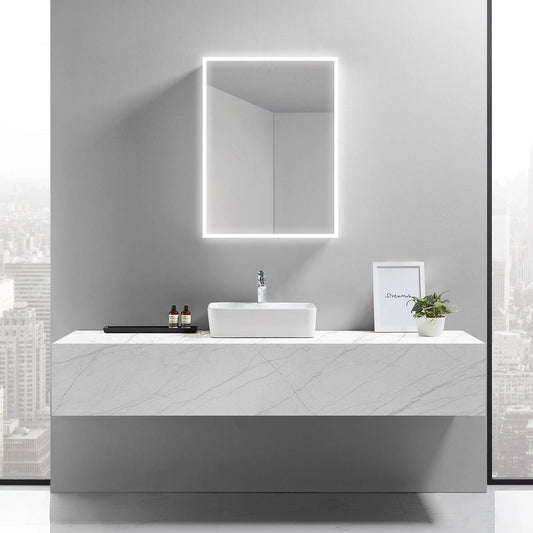 LYLA I LED LIGHTED BATHROOM CABINET VANITY SQUARE MIRROR - Left Side