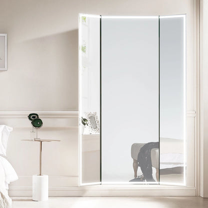 SOLARA LED LIGHTED TRIFOLD VANITY RECTANGLE MIRROR - WALL MOUNT - 76 x 60