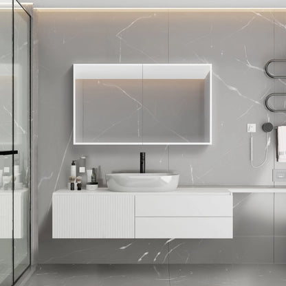 LYLA II LED LIGHTED BATHROOM CABINET VANITY SQUARE MIRROR - 36 x 48