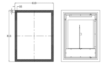 SYLVA LED LIGHTED BATHROOM VANITY SQUARE MIRROR - 32 x 24
