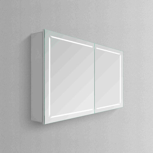 ELARA II CONDUCTIVE HINGE-POWERED LED CABINET VANITY SQUARE MIRROR - 28 x 48