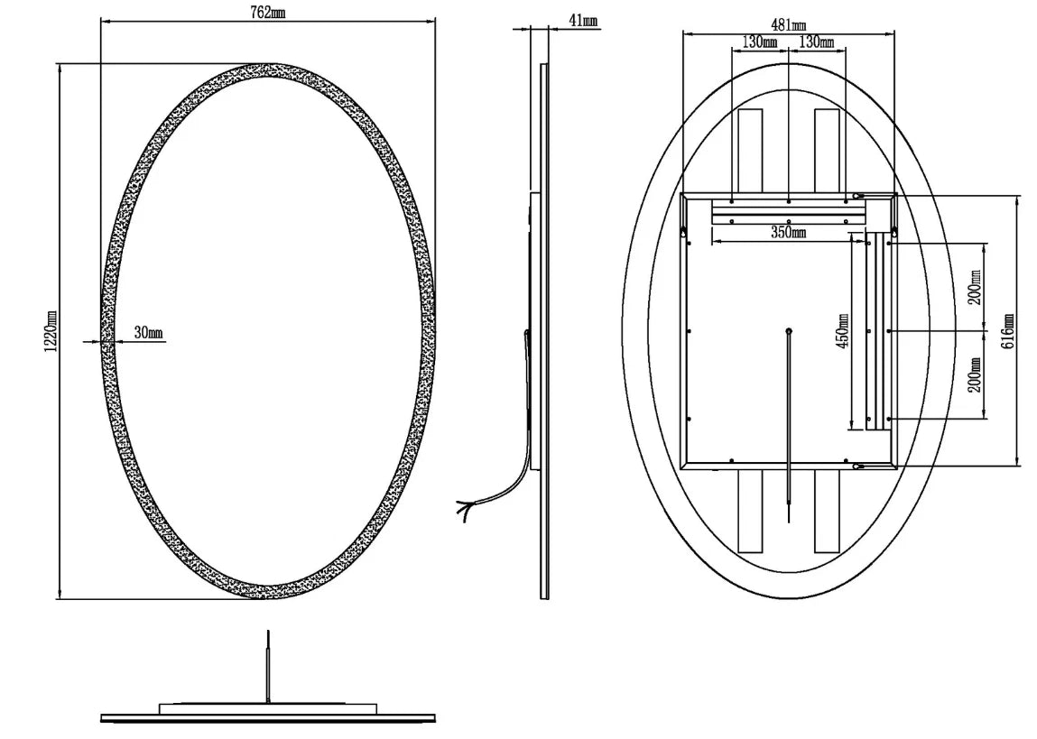 NEBULA OVAL LED LIGHTED BATHROOM VANITY OVAL MIRROR - 48 x 30 - (Sold as 1)