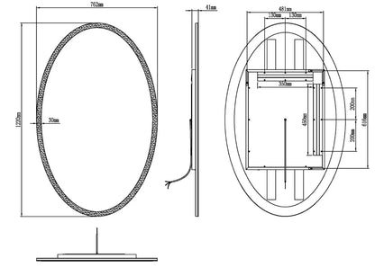 NEBULA OVAL LED LIGHTED BATHROOM VANITY OVAL MIRROR - 48 x 30 - (Sold as 1)