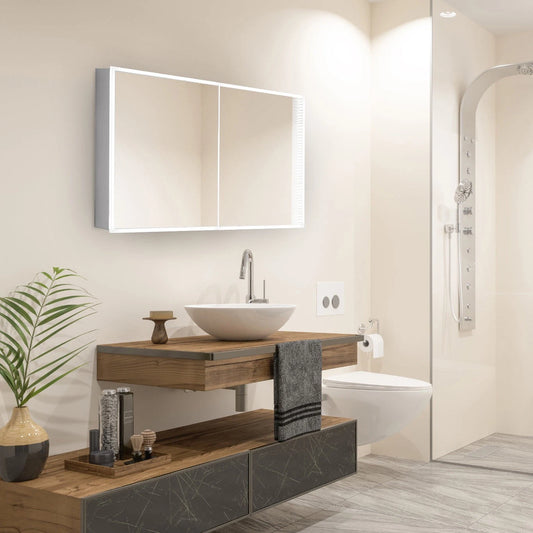 LYLA II LED LIGHTED BATHROOM CABINET VANITY SQUARE MIRROR - 36 x 48