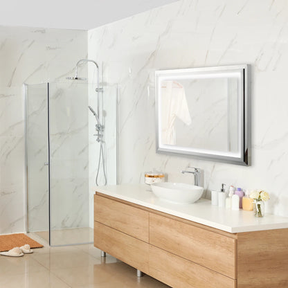 THETA LED LIGHTED BATHROOM VANITY SQUARE MIRROR - 48 x 28