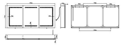 ARIES III LED LIGHTED BATHROOM CABINET VANITY MIRROR - RECTANGLE - 60 x 28