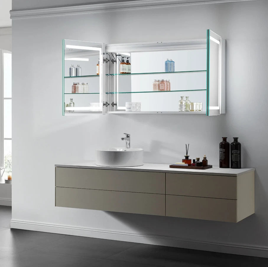 ARIES II LED LIGHTED BATHROOM CABINET VANITY RECTANGLE MIRROR - 28 x 48