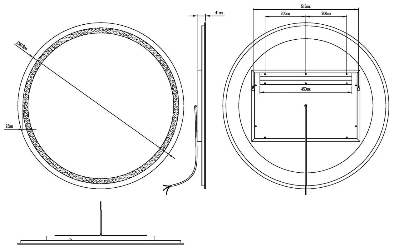 ASTRA LED LIGHTED BATHROOM VANITY ROUND MIRROR - 32 x 32