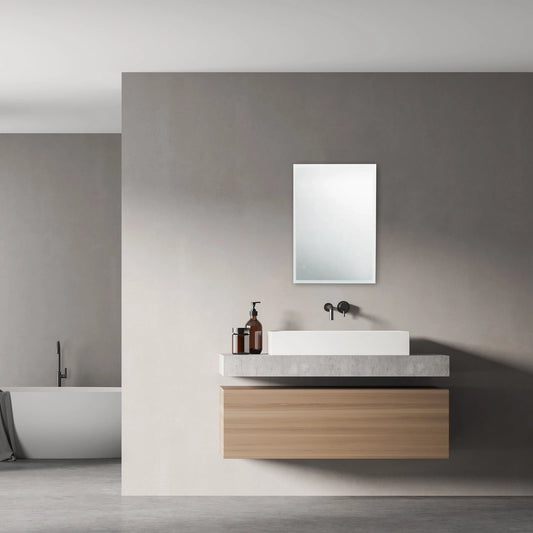 SYLVA LED LIGHTED BATHROOM VANITY SQUARE MIRROR - 36 x 27