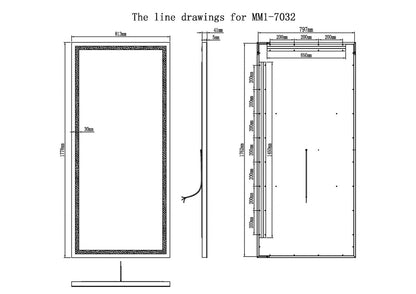 ZEPHYR LED LIGHTED BATHROOM VANITY RECTANGLE MIRROR - 70 x 32