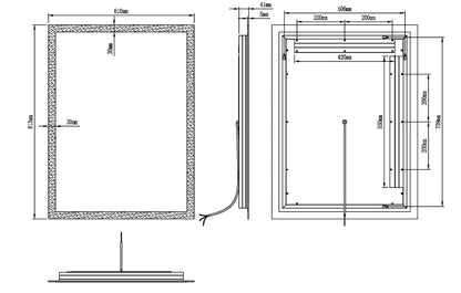 ZEPHYRA LED LIGHTED BATHROOM VANITY RECTANGLE MIRROR - 32 x 24