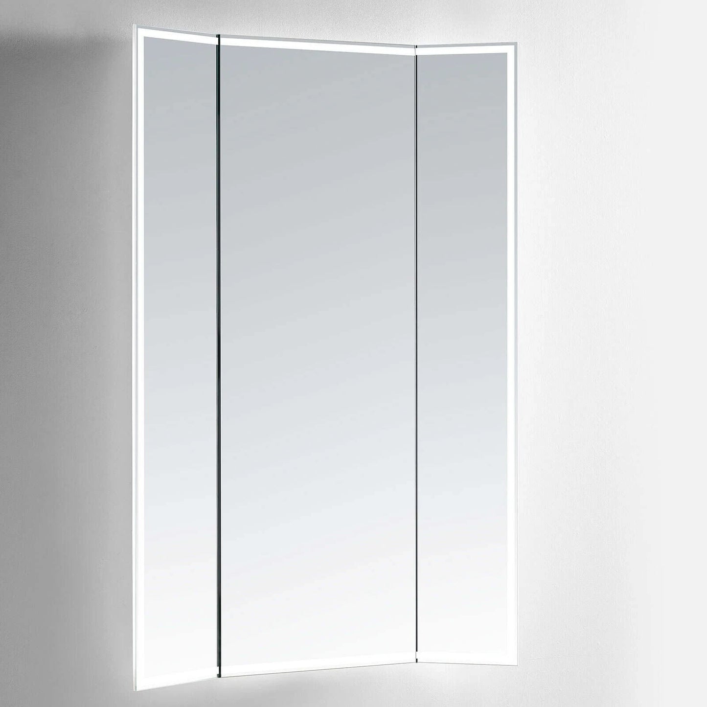 SOLARA LED LIGHTED TRIFOLD VANITY RECTANGLE MIRROR - WALL MOUNT - 70 x 48