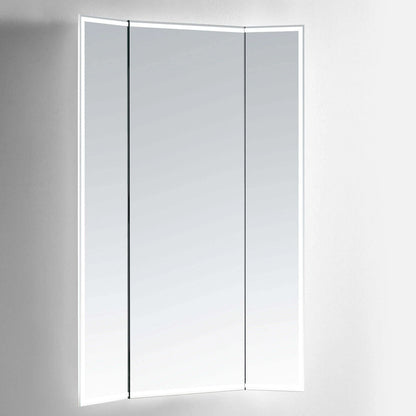 SOLARA LED LIGHTED TRIFOLD VANITY RECTANGLE MIRROR - WALL MOUNT - 70 x 48