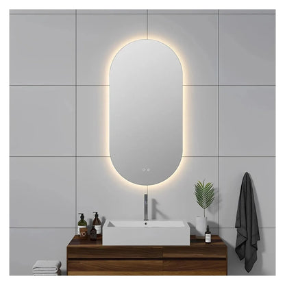 LUXOR PILL LED VANITY OVAL MIRROR - BACKLIT - ADJUSTABLE TEMP. & BRIGHTNESS - 24 x 48