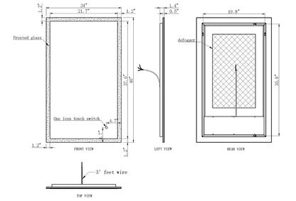 ORION LED ILLUMINATED VANITY RECTANGLE MIRROR - 40 x 24