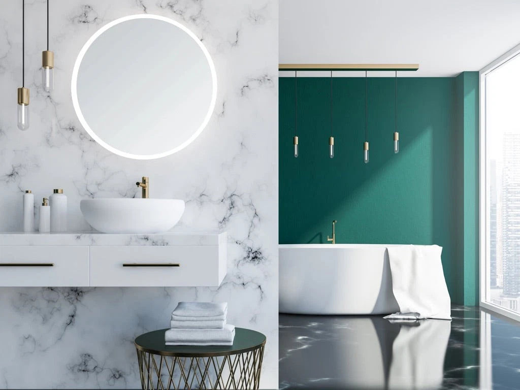 DIAFOTIZO LED LIGHTED BATHROOM VANITY ROUND MIRROR - 40 x 40