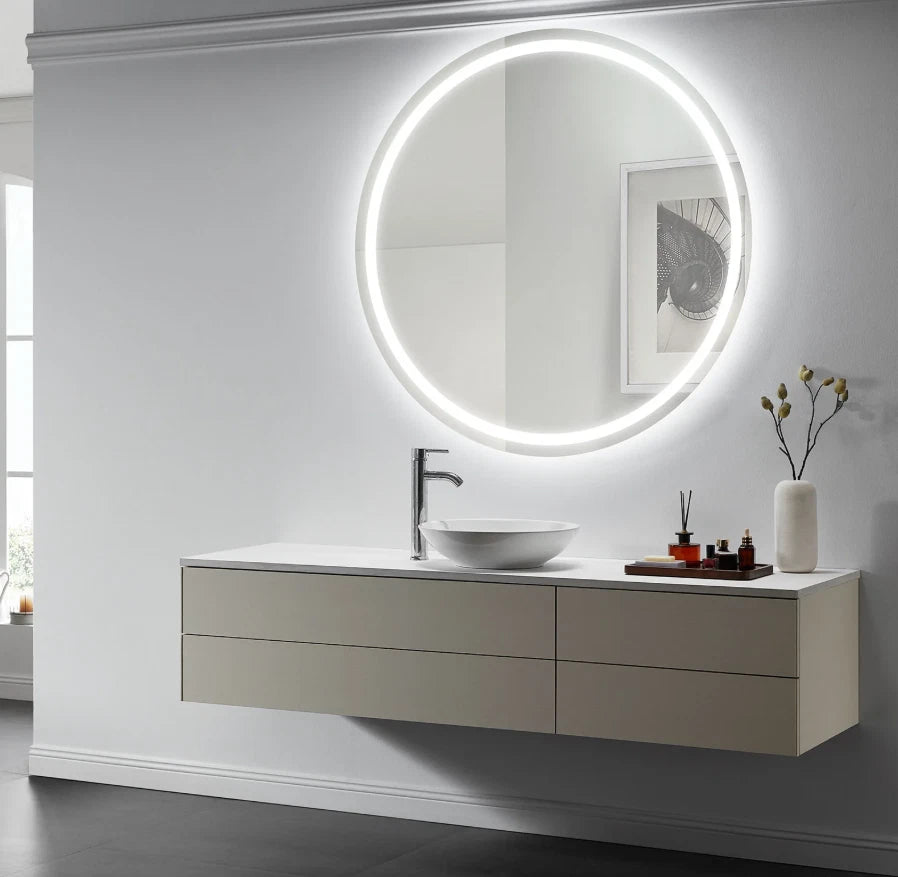 ASTRA LED LIGHTED BATHROOM VANITY ROUND MIRROR - 48 x 48