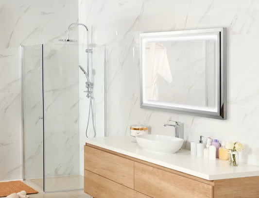 THETA LED LIGHTED BATHROOM VANITY SQUARE MIRROR - 36 x 24