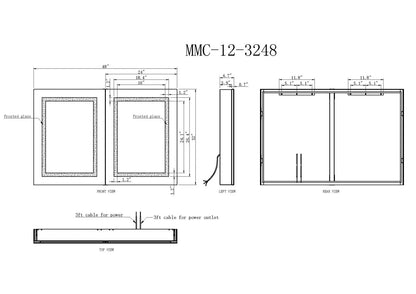 SYRMA LED ILLUMINATED CABINET VANITY RECTANGLE MIRROR - 32 x 48