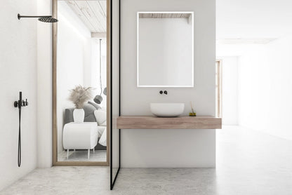 LYLA I LED LIGHTED BATHROOM CABINET VANITY SQUARE MIRROR - Left Side