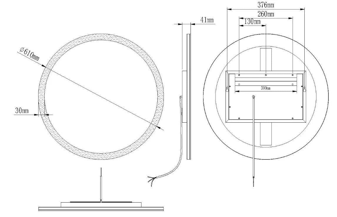 DIAFOTIZO LED LIGHTED BATHROOM VANITY ROUND MIRROR - 24 x 24