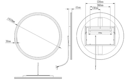 DIAFOTIZO LED LIGHTED BATHROOM VANITY ROUND MIRROR - 24 x 24