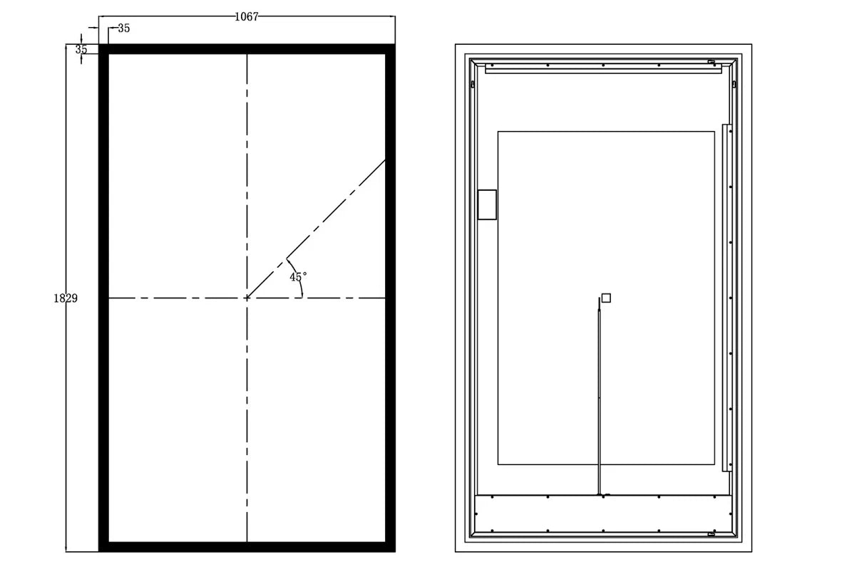 SYLVA LED LIGHTED BATHROOM VANITY SQUARE MIRROR - 72 x 42