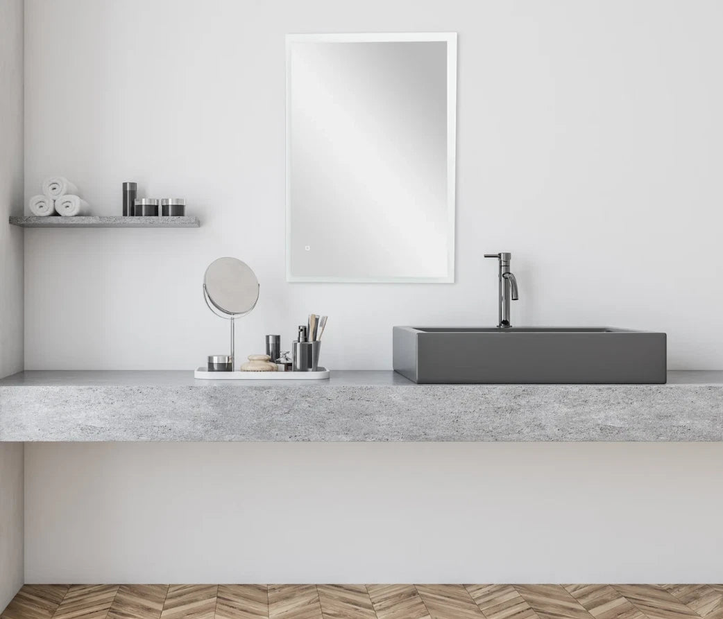 SYLVA LED LIGHTED BATHROOM VANITY SQUARE MIRROR - 32 x 24