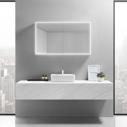 LYLA II LED LIGHTED BATHROOM CABINET VANITY SQUARE MIRROR - 36 x 48