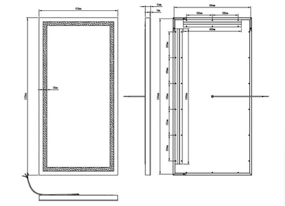 ZEPHYR LED LIGHTED BATHROOM VANITY RECTANGLE MIRROR - 48 x 24
