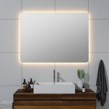LUXOR ROUNDED CORNERS LED VANITY MIRROR; ADJUSTABLE TEMP. & BRIGHTNESS - 48 x 35