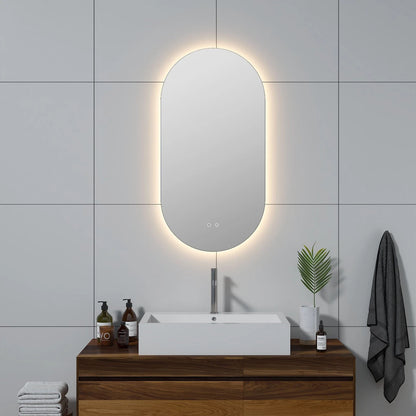 LUXOR PILL LED VANITY OVAL MIRROR - ADJUSTABLE TEMP. & BRIGHTNESS - 20 x 39