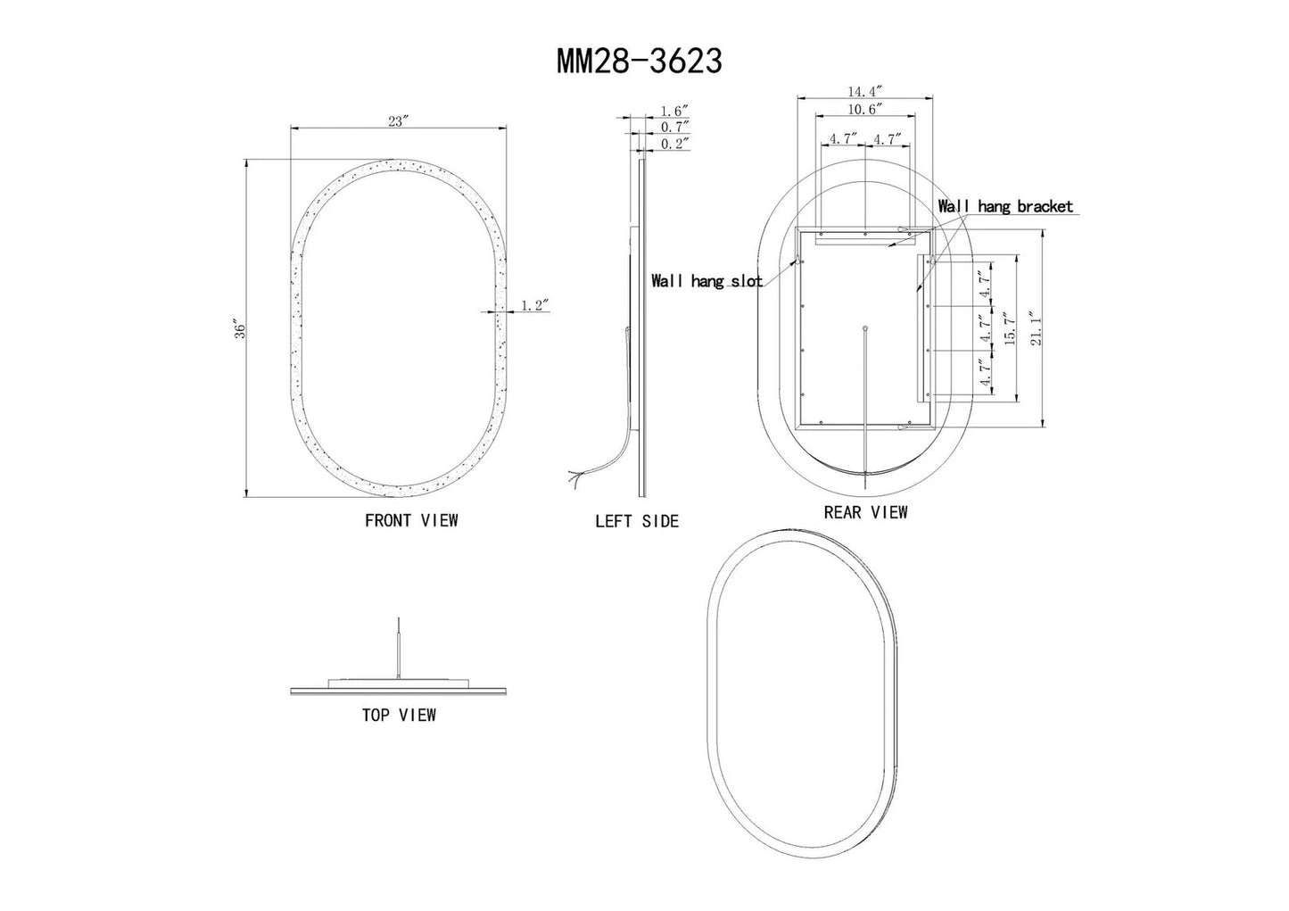 VEGA PILL LED ILLUMINATED OVAL MIRROR