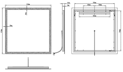 ZEPHYRA LED LIGHTED BATHROOM VANITY RECTANGLE MIRROR - 32 x 32