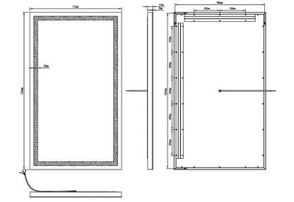 ZEPHYR LED LIGHTED BATHROOM VANITY RECTANGLE MIRROR - 48 x 35