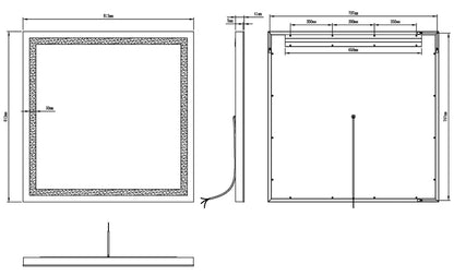 ZEPHYR LED LIGHTED BATHROOM VANITY RECTANGLE MIRROR - 32 x 32