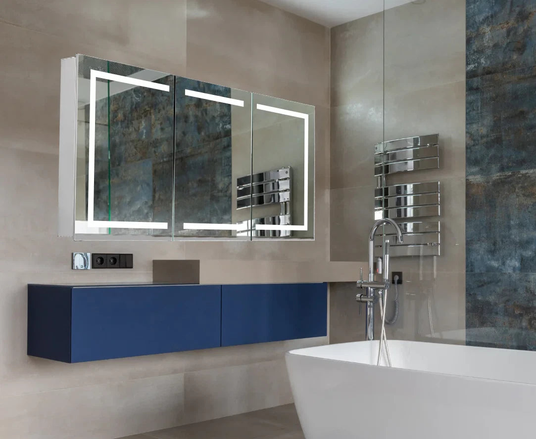 ARIES III LED LIGHTED BATHROOM CABINET VANITY MIRROR - RECTANGLE - 60 x 28
