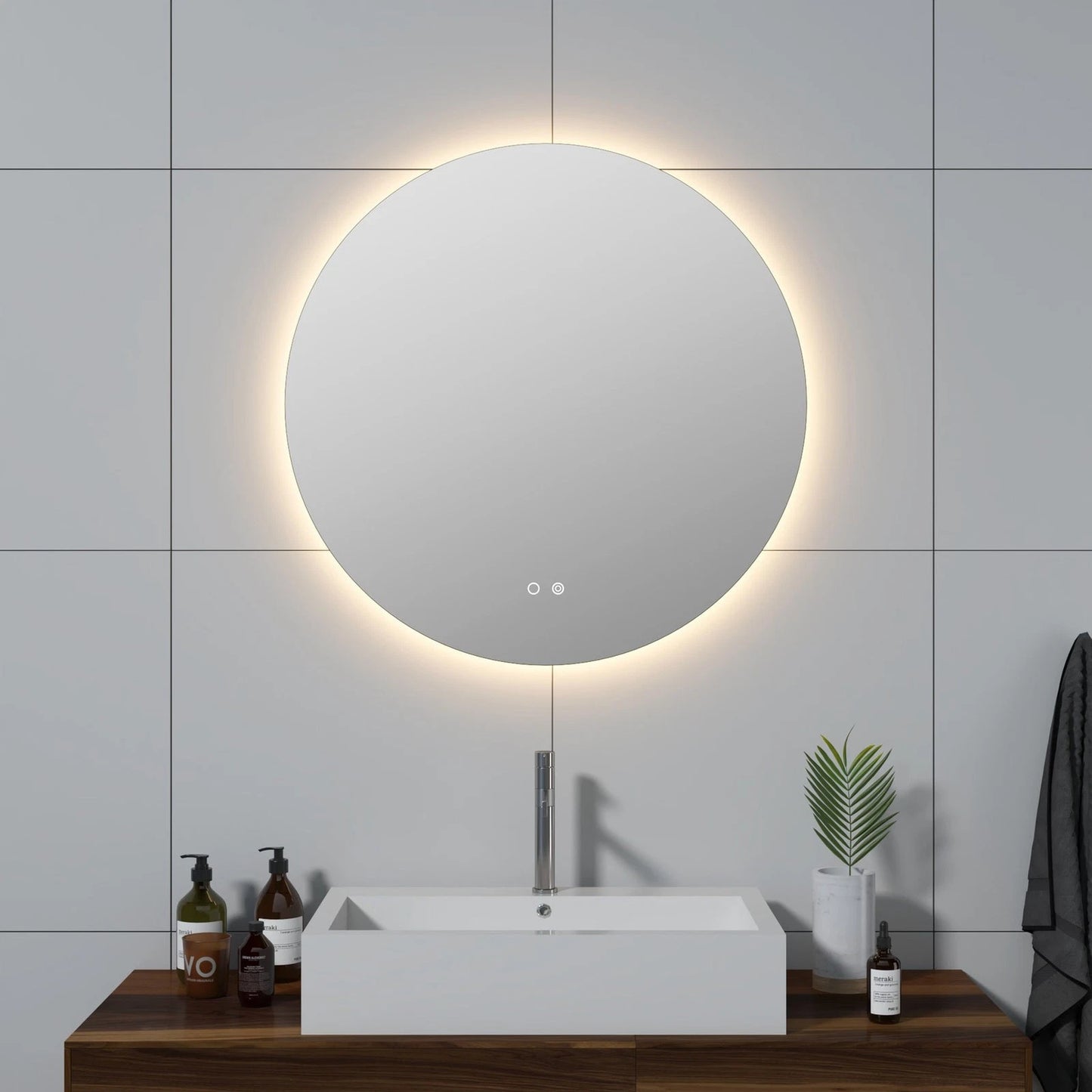 TITAN LED VANITY ROUND MIRROR - ADJUST. TEMP. & BRIGHTNESS - 32 x 32 (Sold as 1)