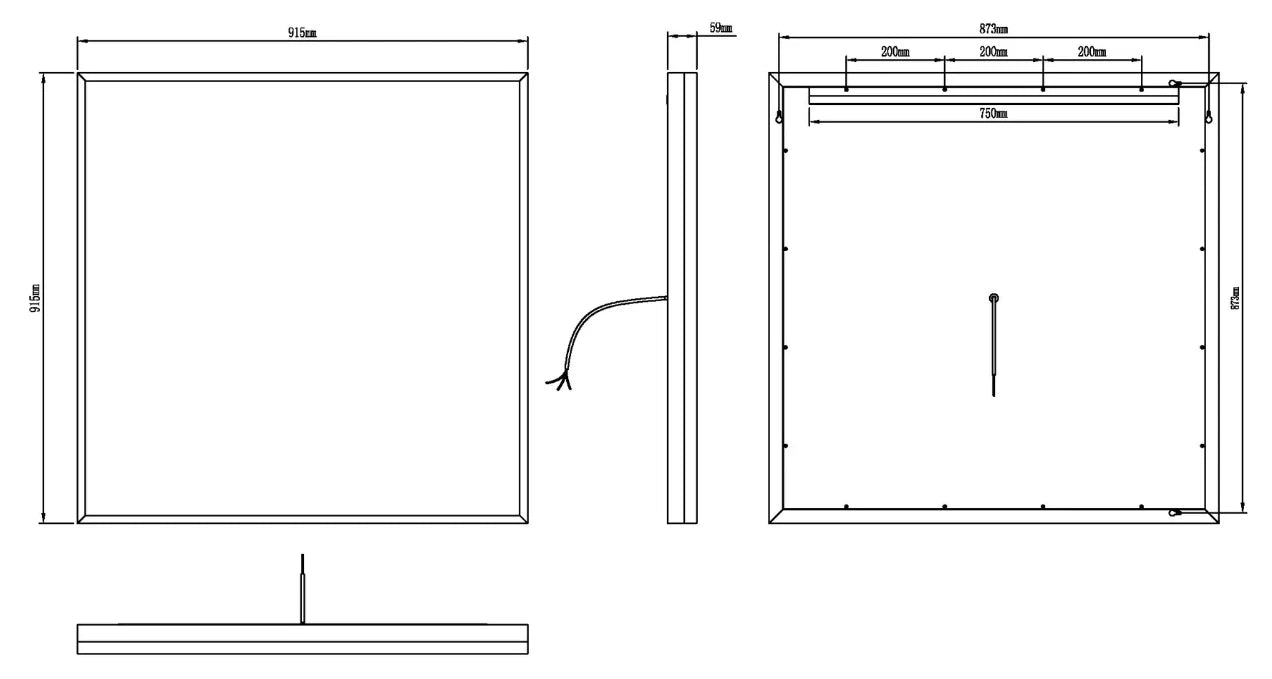 NEBULA LED LIGHTED BATHROOM VANITY RECTANGLE MIRROR - 36 x 36