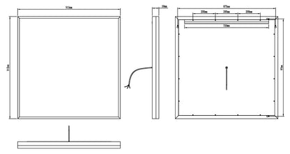 NEBULA LED LIGHTED BATHROOM VANITY RECTANGLE MIRROR - 36 x 36