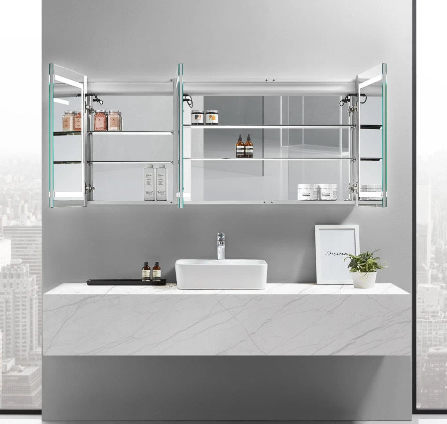 ARIES III LED LIGHTED BATHROOM CABINET VANITY MIRROR - RECTANGLE - 60 x 28