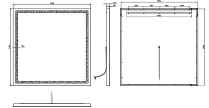 ZEPHYR LED LIGHTED BATHROOM VANITY RECTANGLE MIRROR - 40 x 40
